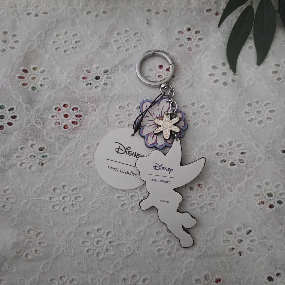 Vera Bradley Disney collection Tinker Bell Keychain/bag Charm with Flower Charm - Picture 4 of 4